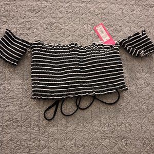 Black Striped bathing suit top